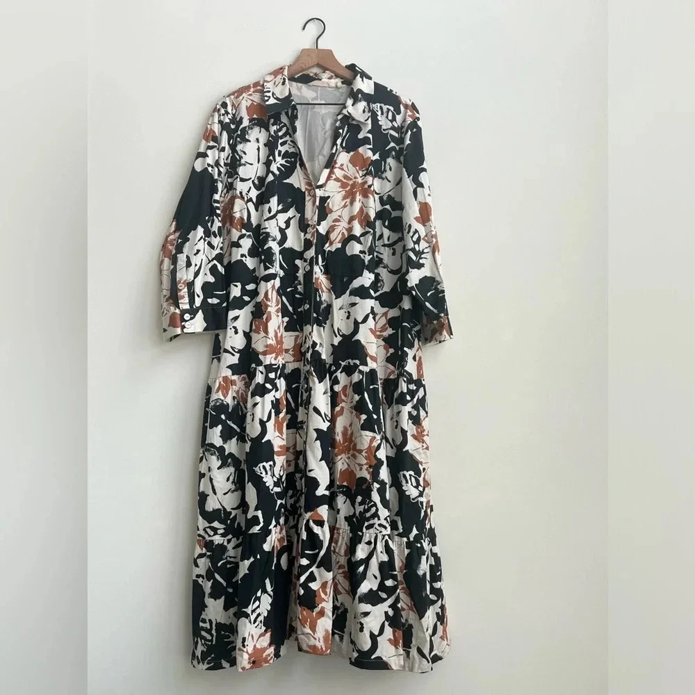 Soft Surroundings Moonglow Cotton Button Front Tea Midi Shirt Dress collated - Picture 3 of 15